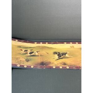 Raymond Waites Running Dogs Hunting Wallpaper Border Crown Burgundy Leather Belt